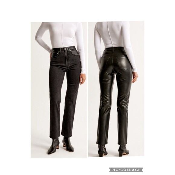 Abercrombie & Fitch Mixed Fabric Curve Love High Rise Ankle Straight Jean Size 8 - Picture 1 of 9